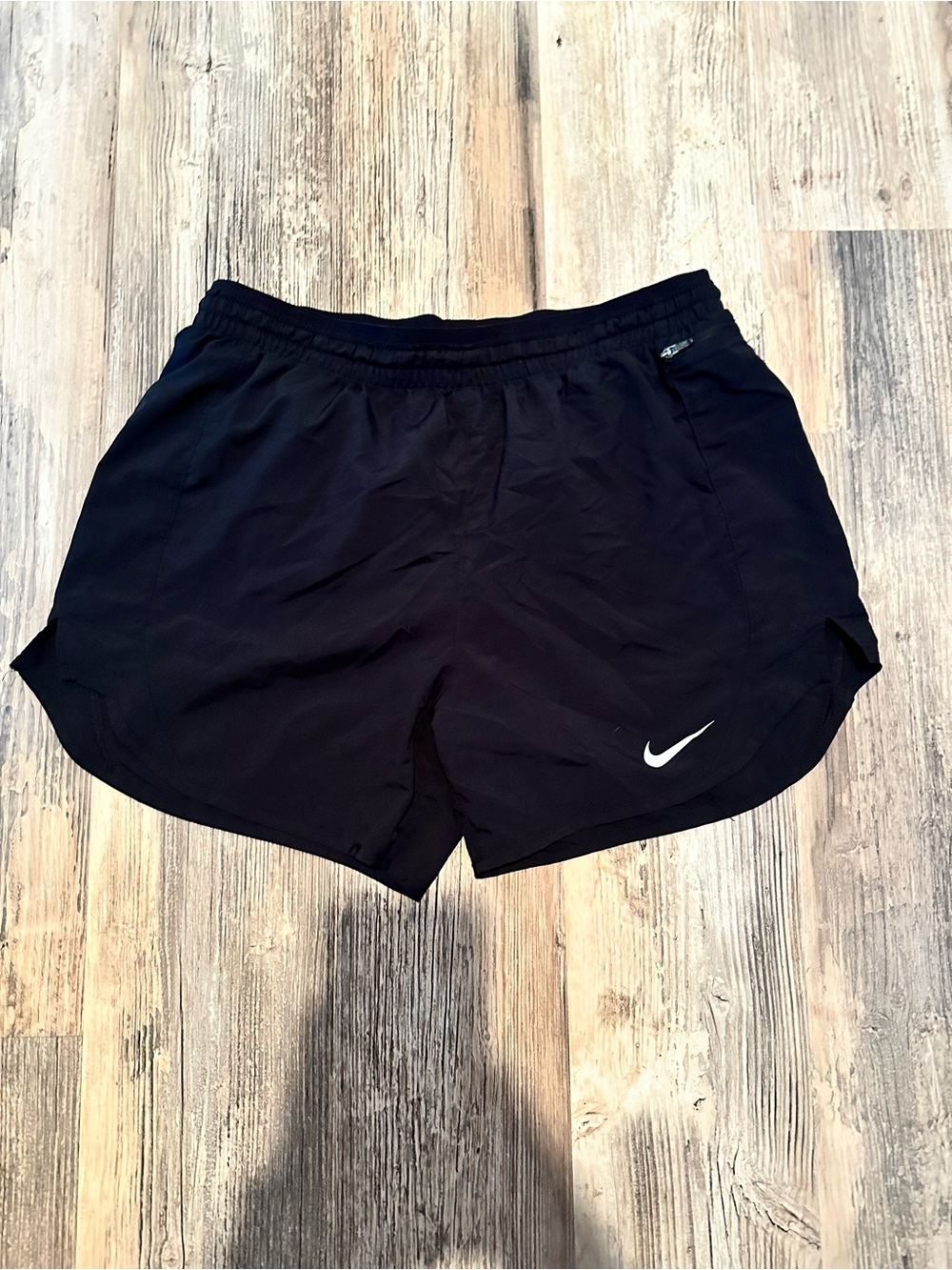Nike Black Athletic Dri-FIT Shorts with White Swoosh